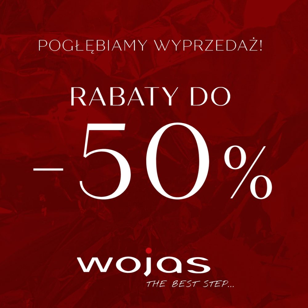 kreacja graficzna przedstawiająca rabaty -50% w wojas